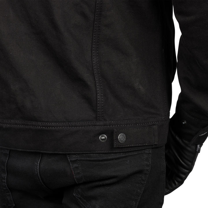 MotoDry Stone Denim Kevl-Ar Black Jacket w/Detachable Hood